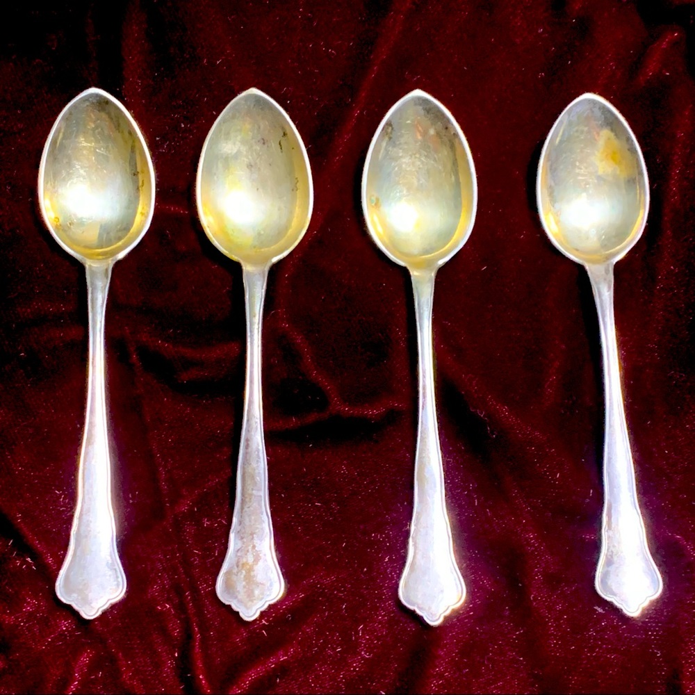 4 Vintage 800 Silver Demitasse Spoons K.A.